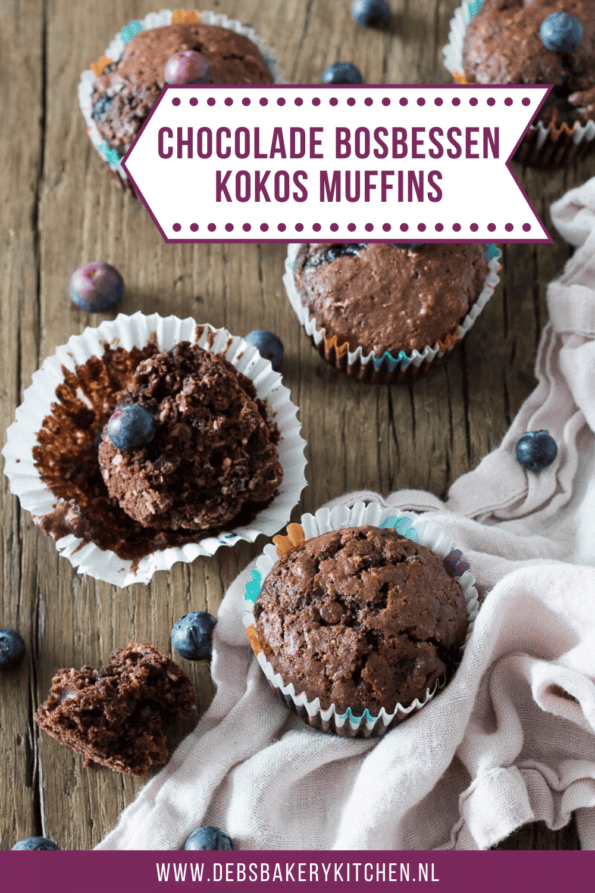 Chocolade Bosbessen Kokos Muffins Deb S Bakery Kitchen