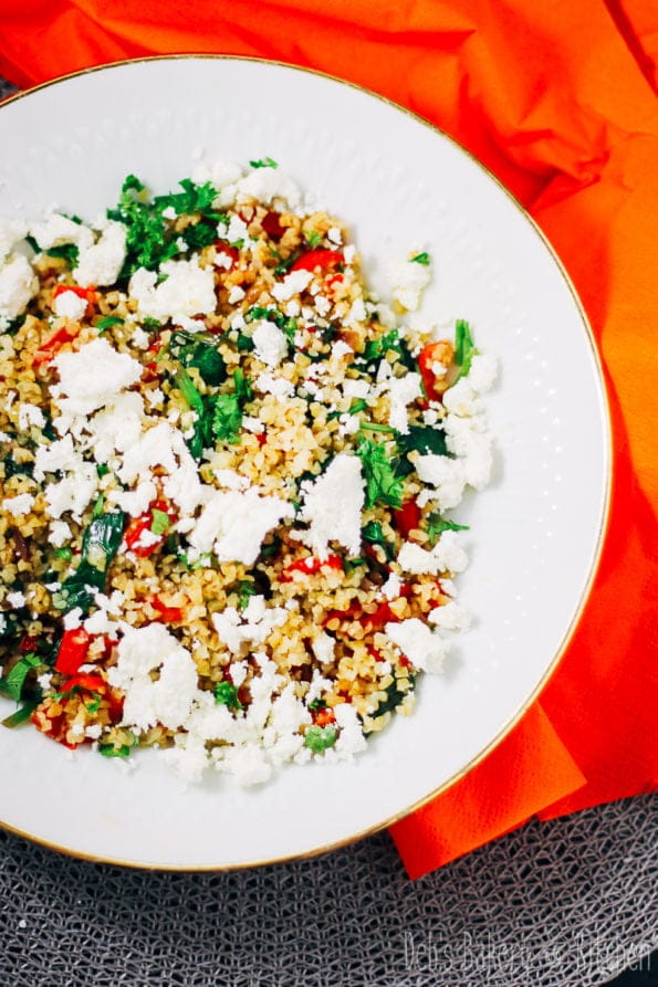paprikabulgur met spinazie en feta