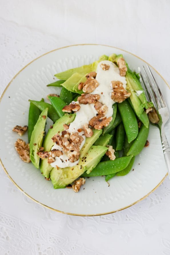Peultjessalade met avocado en ricotta