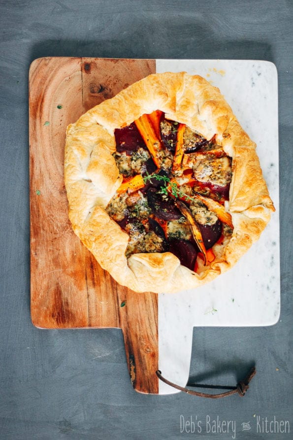galette met wortel biet en blauwaderkaas
