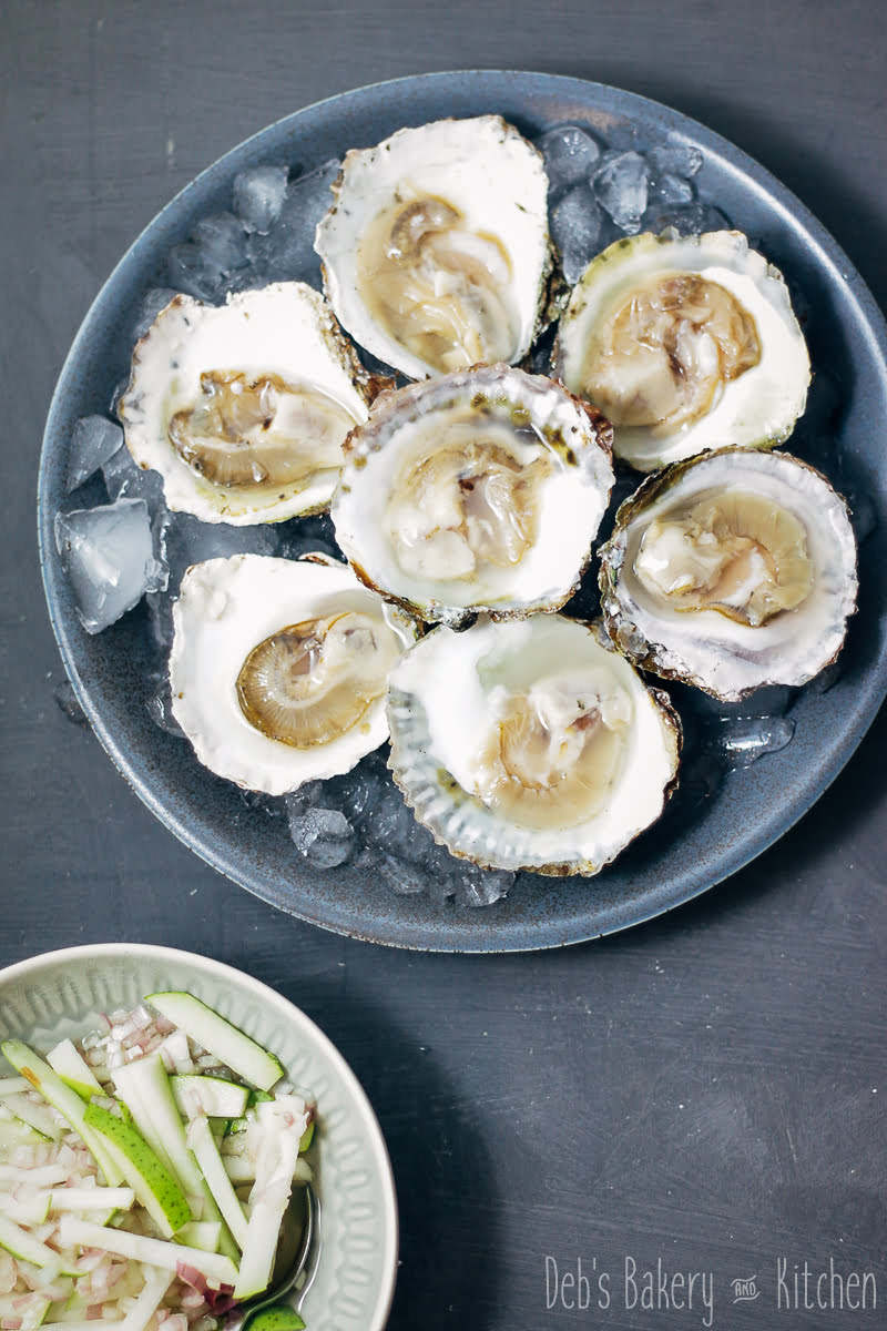 oesters met perenvinaigrette