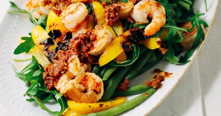 Sperziebonen salade met gamba’s