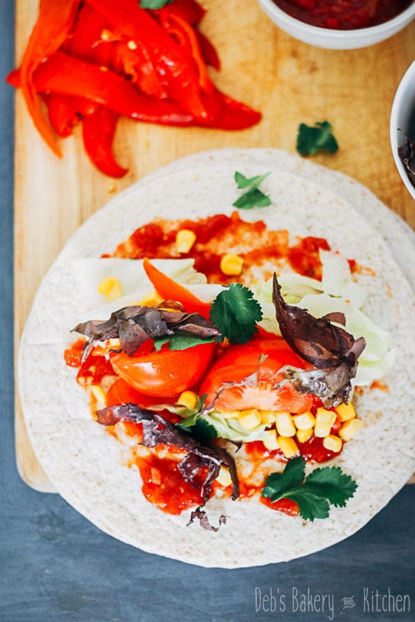snelle tortilla met groenten en zeewierbacon