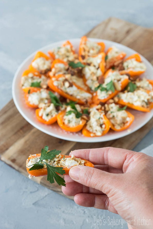 gevulde snackpaprika's met geitenkaas