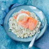 risotto met spitskool en gerookte zalm