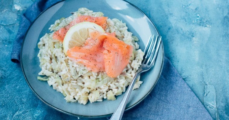 Risotto met spitskool en gerookte zalm