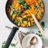 zoete aardappel linzen curry met spinazie