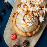 Slof met pompoen bavarois en karamel