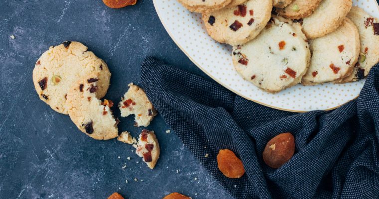 Shortbread koekjes met abrikozen en pistachenoten
