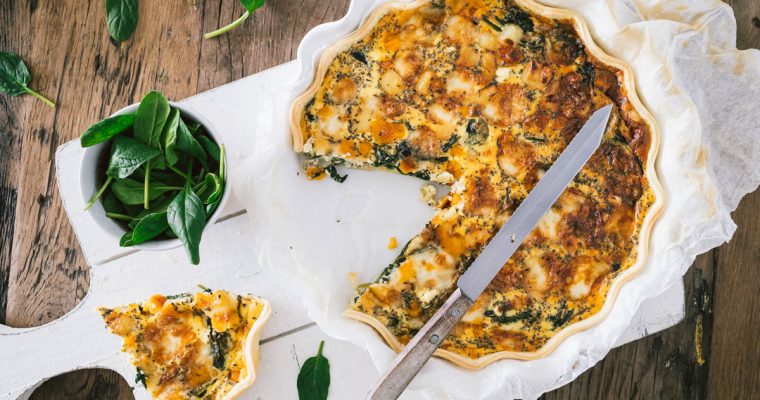 Vier kazen quiche met spinazie