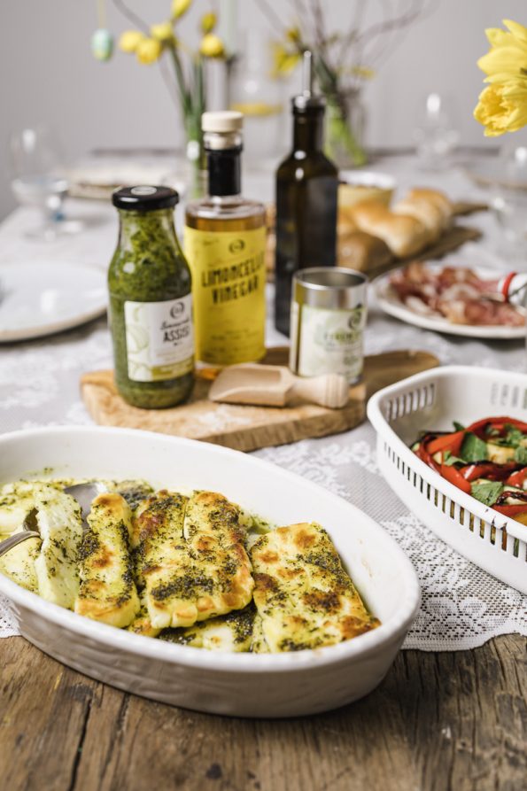 Gemarineerde Italiaanse groenten met gegrilde halloumi