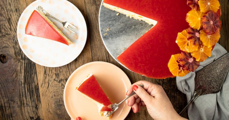 Mango kwarktaart met bloedsinaasappel