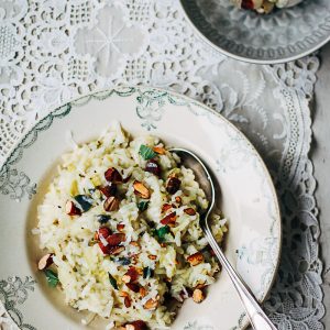 Risotto met prei en gepofte knoflook Risotto met prei en gepofte knoflook